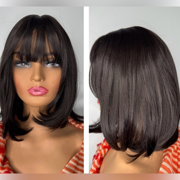 Other - Bob Short Dark Brown Wig with Bangs, beautiful Realistic look,
Soft hair